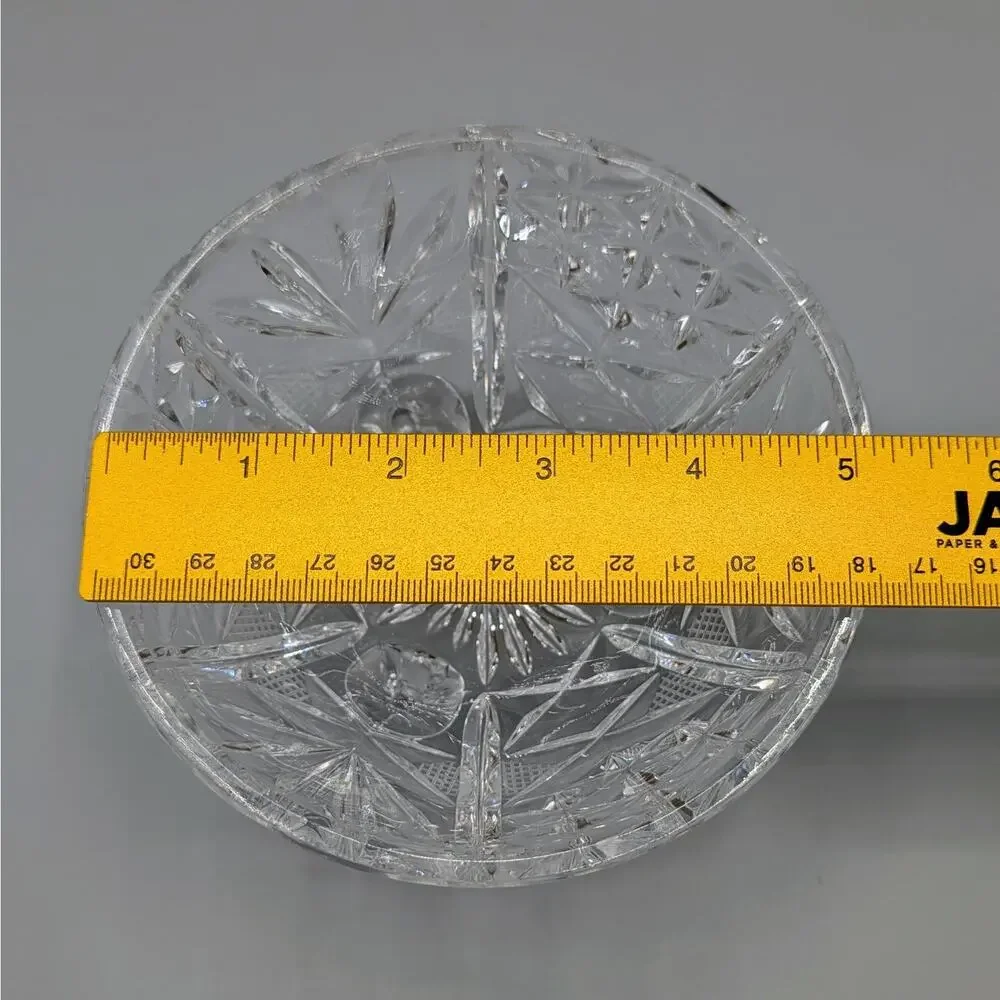 Vintage Cut Crystal Covered Candy Dish 3 Footed Lidded Bowl Pinwheel Starburst